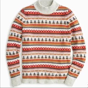 J. Crew Mockneck Fair Isle Lambswool Blend Sweater: Oatmeal Multicolor